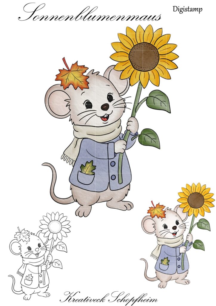 DigiSet Sonnenblumenmaus – DigiStamp, DigiPaper & Sprüche