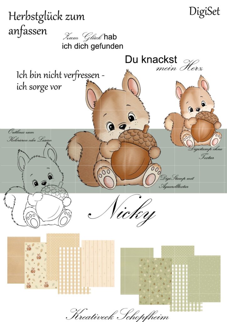 DigiSet "Nicky"– DigiStamp, DigiPaper & Sprüche